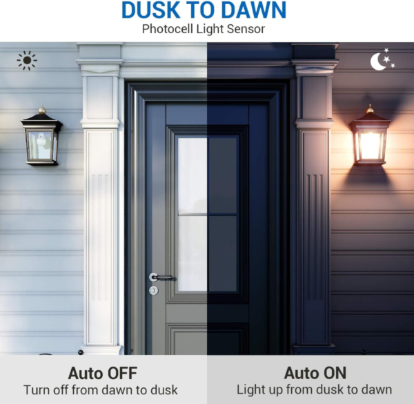 DEWENWILS 4-Pack Dusk to Dawn Light Bulb Led Outdoor Lighting, Smart Automatic On/Off Photocell Sensor A19 E26 Porch Light Bulb, 2700K Soft Warm White, 9W (60W Equivalent), 800 LM, UL Listed - Image 7