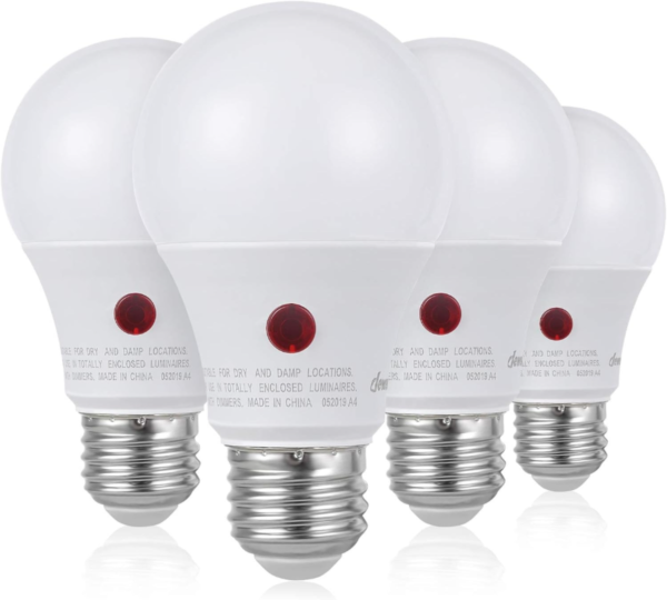 DEWENWILS 4-Pack Dusk to Dawn Light Bulb Led Outdoor Lighting, Smart Automatic On/Off Photocell Sensor A19 E26 Porch Light Bulb, 2700K Soft Warm White, 9W (60W Equivalent), 800 LM, UL Listed