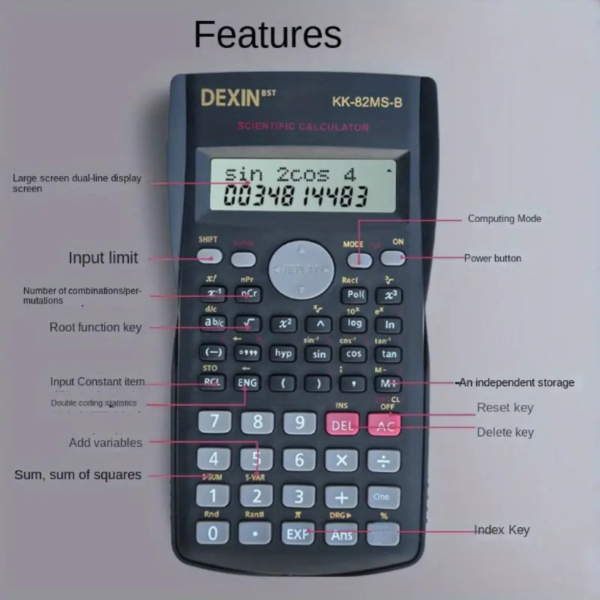 Scientific Calculator, Black, Function Calculator Exam Specialized Multifunctional Scientific Computer - Image 4