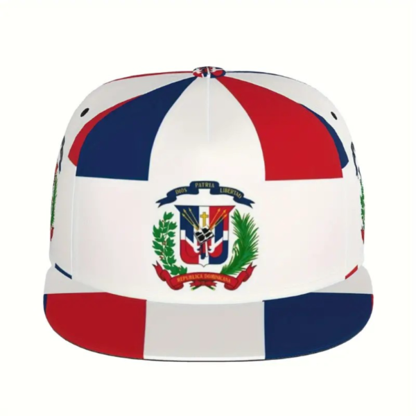 Stylish Dominican Republic Flag Print Punk Trucker Cap - Ultra-Lightweight, Slightly Stretchy, Polyester Snapback Hat for Casual Outdoor Sports, Dance, and Skateboarding Enthusiasts - Image 2