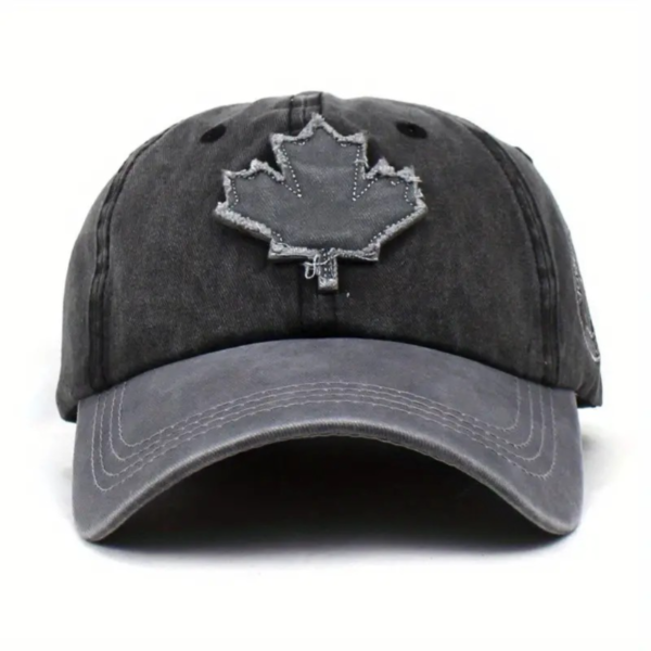 Vintage Washed Cotton Baseball Cap with Maple Leaf Patch, Adjustable Outdoor Sun Hat for Men & Women, Unisex Summer Casual Sports Cap - Image 4