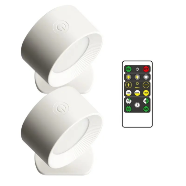 Acondicionado de pared LED moderno FUSSION, 24 LED, 3 niveles de brillo, 3 modos de color, control táctil, giratorio 360°, batería de litio recargable de 2000 mAh, acabado de metal pulido, luz de montaje en pared ajustable para dormitorio, lámpara de lectura de noche de cabecera - Image 2