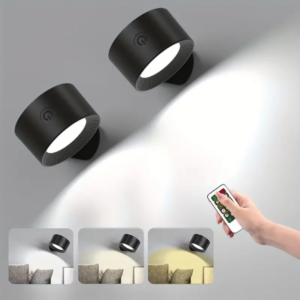 Acondicionado de pared LED moderno FUSSION, 24 LED, 3 niveles de brillo, 3 modos de color, control táctil, giratorio 360°, batería de litio recargable de 2000 mAh, acabado de metal pulido, luz de montaje en pared ajustable para dormitorio, lámpara de lectura de noche de cabecera