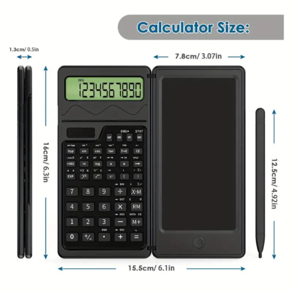Scientific Calculators 10-Digit LCD Display Foldable Calculator With Handwriting Board, Solar And Battery Dual Power Supply For Teacher, Engineer - Image 6