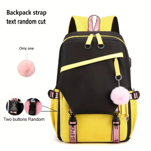 Large Capacity Cute Backpack With USB Charger Hole, Notebook Backpack For Students, Women's Canvas Backpack - Image 2