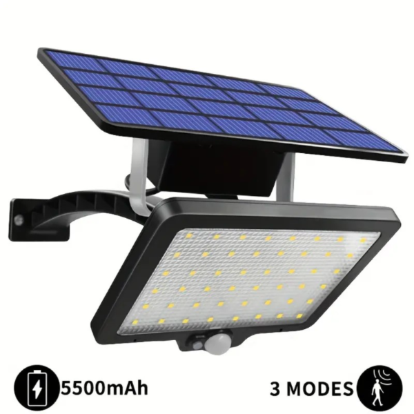 Water-Resistant 48 LED Solar Wall Light with Motion Sensor, 5500mAh Lithium Battery, 8W Polished Plastic Outdoor Security Flood Light, IP65 Waterproof Solar-Powered Sconce for Porch, Shed, Barn - 1pc - Image 7