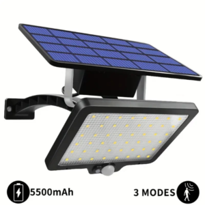 Water-Resistant 48 LED Solar Wall Light with Motion Sensor, 5500mAh Lithium Battery, 8W Polished Plastic Outdoor Security Flood Light, IP65 Waterproof Solar-Powered Sconce for Porch, Shed, Barn - 1pc