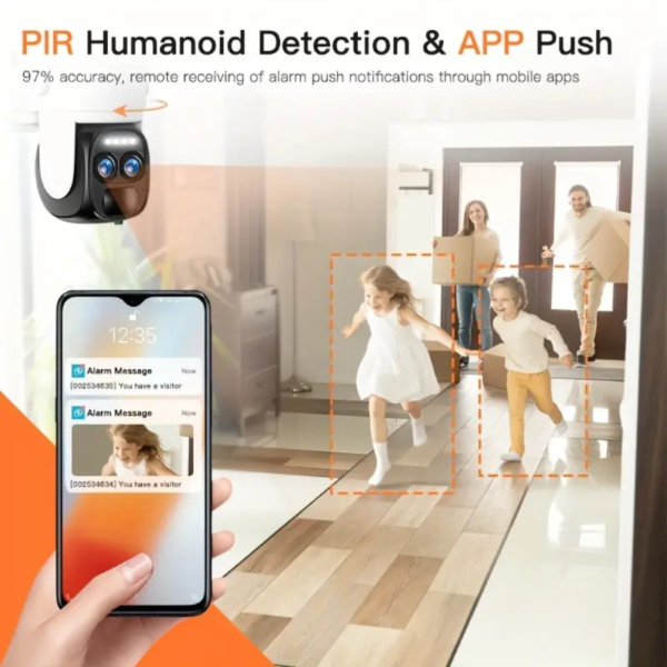 [Fast Arrival] 6MP 4K High-Definition Solar Powered PTZ Security Camera - Dual Lens, 2.4G WiFi, Color Night Vision, Two-Way Call, Ultra Wide Angle, PIR Motion Detection, Two-Way Audio, Alarm, Weatherproof, and AI Detection for Outdoor Monitoring - Image 3