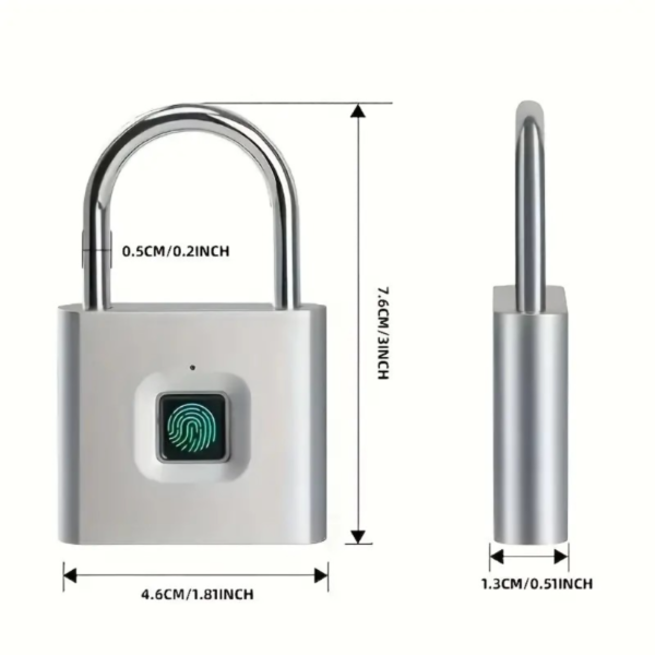 Advanced Biometric Smart Padlock - Fingerprint Recognition, USB Rechargeable, Zinc Alloy Construction, Door Lock Security with Thumbprint Unlocking Technology - Smart Life Home and Office Essential - Image 6