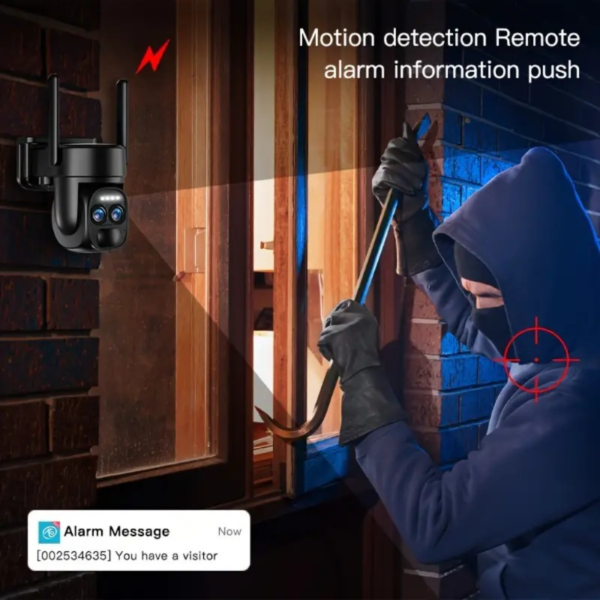 IP66 Waterproof 2K High-definition Safety Camera With Solar Panel 6MP PTZ Monitoring System Dual Lens, 2.4G WiFi Sports Spotlight, Color Night Vision, Two-way Call, Ultra Wide Angle, PIR Motion Detection, Two-way Audio, Alarm - Ideal Choice For Outdoor Monitoring And AI Detection - Image 4
