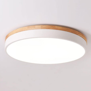 Yiisem Dimmable Wood LED Flush Mount Ceiling Light, 2700K-6000K Selectable Modern Round Close to Ceiling Lighting Fixtures, Minimalist White Ceiling Lamp for Bedroom, Kitchen, Hallway, Laundry Room