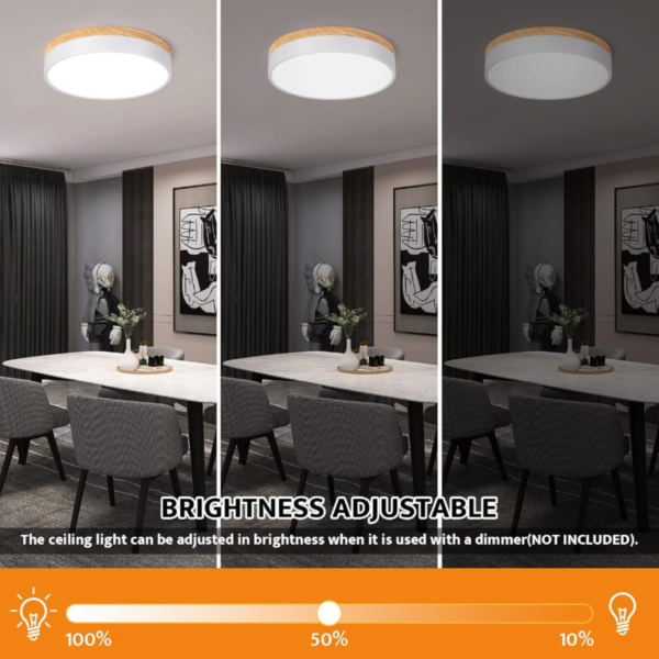 Yiisem Dimmable Wood LED Flush Mount Ceiling Light, 2700K-6000K Selectable Modern Round Close to Ceiling Lighting Fixtures, Minimalist White Ceiling Lamp for Bedroom, Kitchen, Hallway, Laundry Room - Image 7