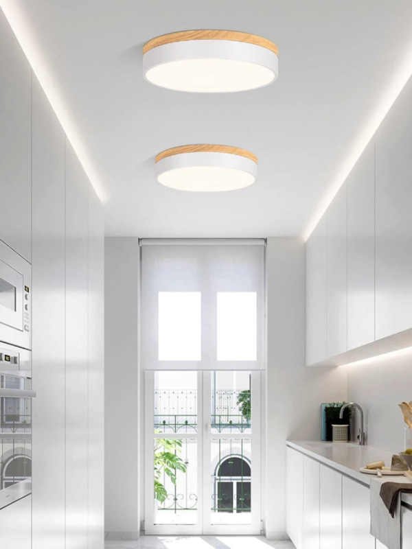 Yiisem Dimmable Wood LED Flush Mount Ceiling Light, 2700K-6000K Selectable Modern Round Close to Ceiling Lighting Fixtures, Minimalist White Ceiling Lamp for Bedroom, Kitchen, Hallway, Laundry Room - Image 2