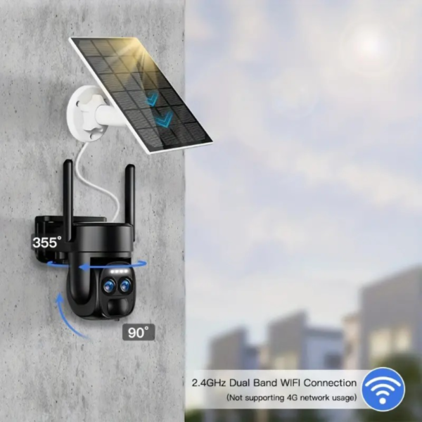 IP66 Waterproof 2K High-definition Safety Camera With Solar Panel 6MP PTZ Monitoring System Dual Lens, 2.4G WiFi Sports Spotlight, Color Night Vision, Two-way Call, Ultra Wide Angle, PIR Motion Detection, Two-way Audio, Alarm - Ideal Choice For Outdoor Monitoring And AI Detection - Image 3