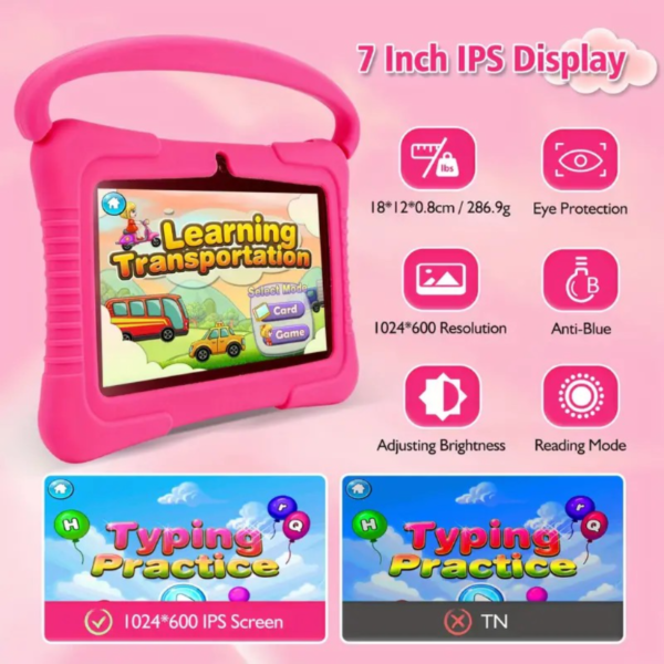 Veidoo Kids Tablet, 7 inch Android Tablet PC, 2GB RAM 32GB ROM, Safety Eye Protection Screen, WiFi, Dual Camera, Games, Parental Control APP, Tablet with Silicone Case Christmas, Halloween Gift - Image 7