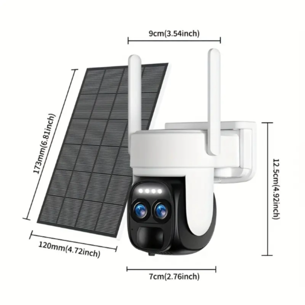 [Fast Arrival] 6MP 4K High-Definition Solar Powered PTZ Security Camera - Dual Lens, 2.4G WiFi, Color Night Vision, Two-Way Call, Ultra Wide Angle, PIR Motion Detection, Two-Way Audio, Alarm, Weatherproof, and AI Detection for Outdoor Monitoring - Image 7
