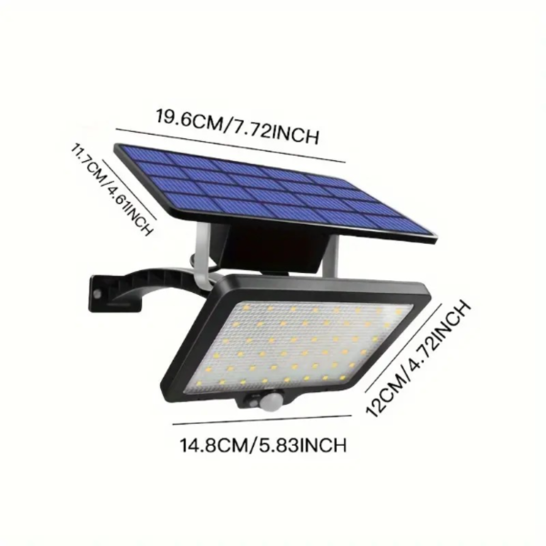 Water-Resistant 48 LED Solar Wall Light with Motion Sensor, 5500mAh Lithium Battery, 8W Polished Plastic Outdoor Security Flood Light, IP65 Waterproof Solar-Powered Sconce for Porch, Shed, Barn - 1pc - Image 6
