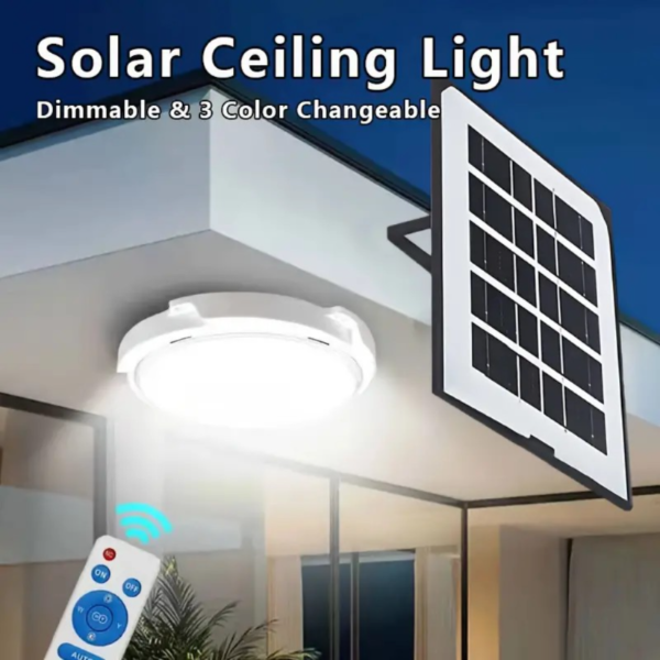 Solar-Powered Ceiling Fixture with Remote Control - 3 Adjustable Color Modes, LED Indoor/Outdoor Lamp, Suitable for Patio, Garden, Porch, Living Room, and Bedroom (1 Set) - Image 7