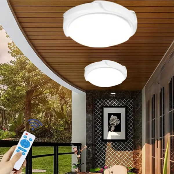 Solar-Powered Ceiling Fixture with Remote Control - 3 Adjustable Color Modes, LED Indoor/Outdoor Lamp, Suitable for Patio, Garden, Porch, Living Room, and Bedroom (1 Set) - Image 4
