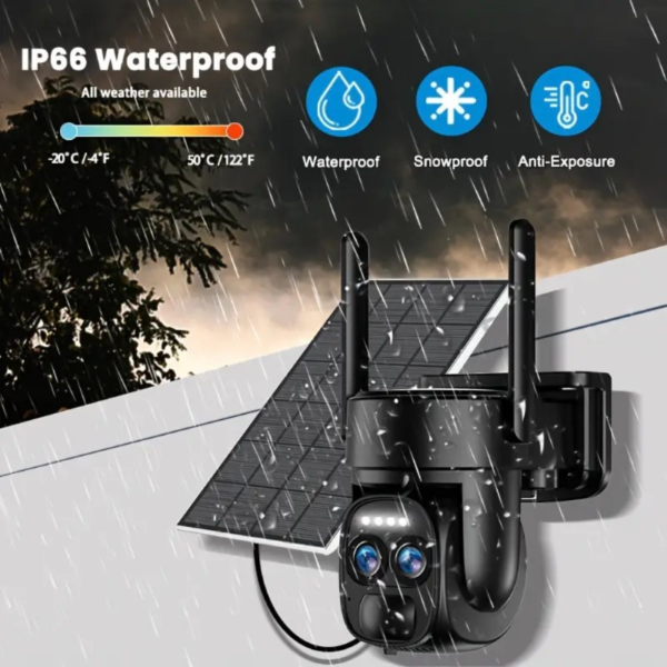 IP66 Waterproof 2K High-definition Safety Camera With Solar Panel 6MP PTZ Monitoring System Dual Lens, 2.4G WiFi Sports Spotlight, Color Night Vision, Two-way Call, Ultra Wide Angle, PIR Motion Detection, Two-way Audio, Alarm - Ideal Choice For Outdoor Monitoring And AI Detection