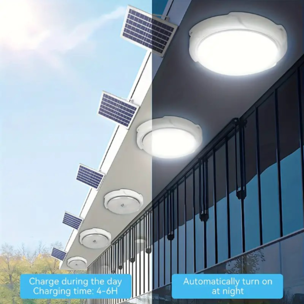 Solar-Powered Ceiling Fixture with Remote Control - 3 Adjustable Color Modes, LED Indoor/Outdoor Lamp, Suitable for Patio, Garden, Porch, Living Room, and Bedroom (1 Set) - Image 5