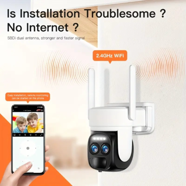 [Fast Arrival] 6MP 4K High-Definition Solar Powered PTZ Security Camera - Dual Lens, 2.4G WiFi, Color Night Vision, Two-Way Call, Ultra Wide Angle, PIR Motion Detection, Two-Way Audio, Alarm, Weatherproof, and AI Detection for Outdoor Monitoring - Image 6