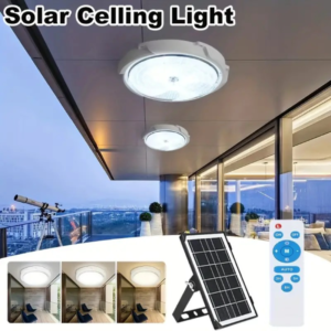 Solar-Powered Ceiling Fixture with Remote Control - 3 Adjustable Color Modes, LED Indoor/Outdoor Lamp, Suitable for Patio, Garden, Porch, Living Room, and Bedroom (1 Set)