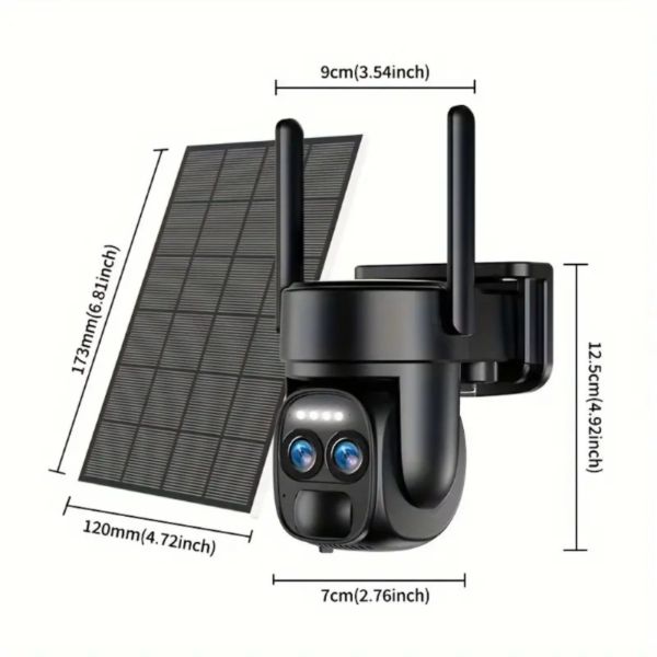 IP66 Waterproof 2K High-definition Safety Camera With Solar Panel 6MP PTZ Monitoring System Dual Lens, 2.4G WiFi Sports Spotlight, Color Night Vision, Two-way Call, Ultra Wide Angle, PIR Motion Detection, Two-way Audio, Alarm - Ideal Choice For Outdoor Monitoring And AI Detection - Image 2