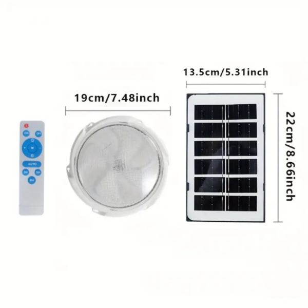 Solar-Powered Ceiling Fixture with Remote Control - 3 Adjustable Color Modes, LED Indoor/Outdoor Lamp, Suitable for Patio, Garden, Porch, Living Room, and Bedroom (1 Set) - Image 9