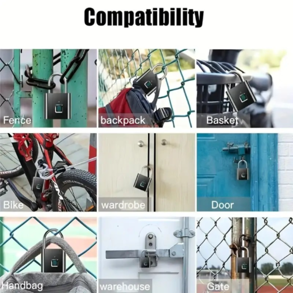 Advanced Biometric Smart Padlock - Fingerprint Recognition, USB Rechargeable, Zinc Alloy Construction, Door Lock Security with Thumbprint Unlocking Technology - Smart Life Home and Office Essential - Image 4