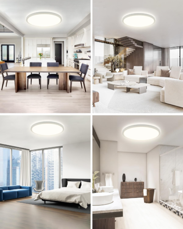 Plafón LED regulable de 16,5 pulgadas, 3000K-4500K-6000K, lámpara de techo seleccionable de 3 colores, luminaria 4200LM de 36W, plafonnier Luminarias LED para cocina, dormitorio, salón, pasillo (blanco) - Image 5