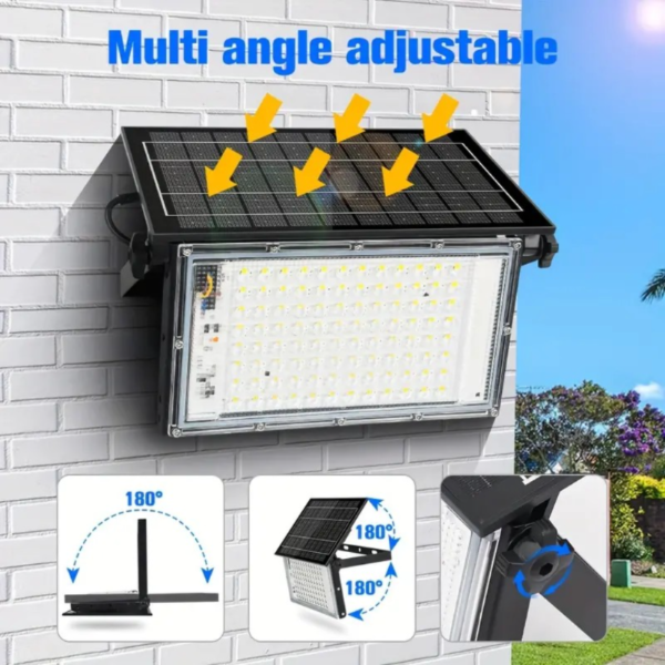 AVANLO Solar Floodlight, LED Outdoor Security Lighting, 200W/150W/100W/50W/30W Options, IP65, Lithium Battery Powered, Remote Control, Wall Mount, Polished Metal Finish, Portable, Solar Charging, No Detachable Clamp, Plastic Lid, Commercial Street & Area Lighting - Image 6