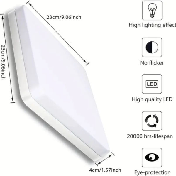 1pc LED Ceiling LightS, 36W 3240lm 4000K 9Inch Square LED Flush Mount Ceiling Lighting Fixture For Kitchen, Bedroom, Living Room, Closet Room, Neutral White - Image 5