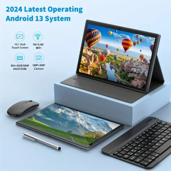 Android Tablet 2 In 1 Tablet, 10.1 Inch Android 13 Tablet 4+2GB, 6+64GB With Keyboard, Tablets With Case Mouse Stylus, 1TB Expandable Dual Camera, WiFi, Wireless, GMS Tablet PC, Black - Image 5