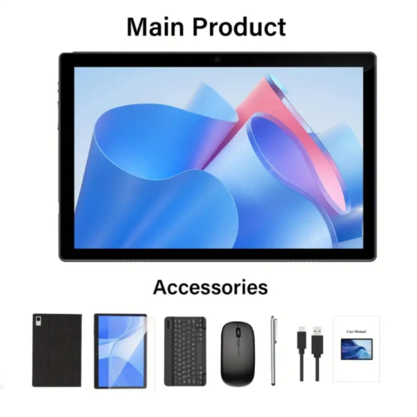 Android Tablet 2 In 1 Tablet, 10.1 Inch Android 13 Tablet 4+2GB, 6+64GB With Keyboard, Tablets With Case Mouse Stylus, 1TB Expandable Dual Camera, WiFi, Wireless, GMS Tablet PC, Black - Image 2