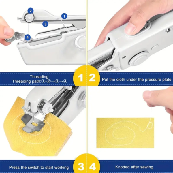 1pc Handheld Sewing Machine Mini Sewing Machines, Portable Sewing Machine Quick Handheld Stitch Tool For Fabric, Kids Cloth, Clothing (battery Not Included) - Image 3