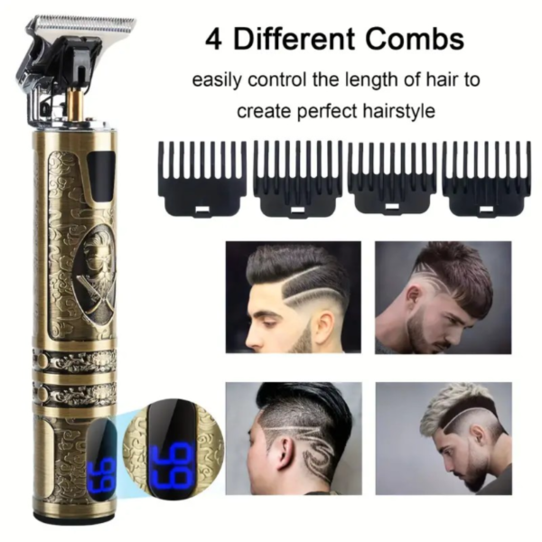 High-Definition Hair & Beard Grooming Kit - Premium Cordless Electric Shaver with LED Display, USB-C Charging, Long Hair Trimmer & 4 Attachments - Perfect Gift for Mens Grooming - Image 5