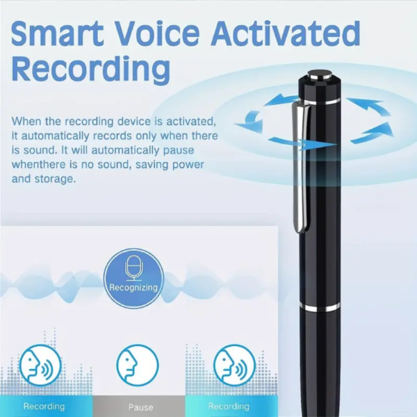 Grabadora de voz digital de 1 pieza, grabadora de voz de audio de 64 GB o 32 GB para conferencias, dispositivo de grabación de voz con reducción de ruido, mini grabadora de voz recargable para reuniones, entrevistas, clases, concierto, grabadora activada por voz para conferencias, reuniones, clases, dispositivo de grabación de audio, grabadora de audio, USB portátil, reproducción de MP3 - Image 2