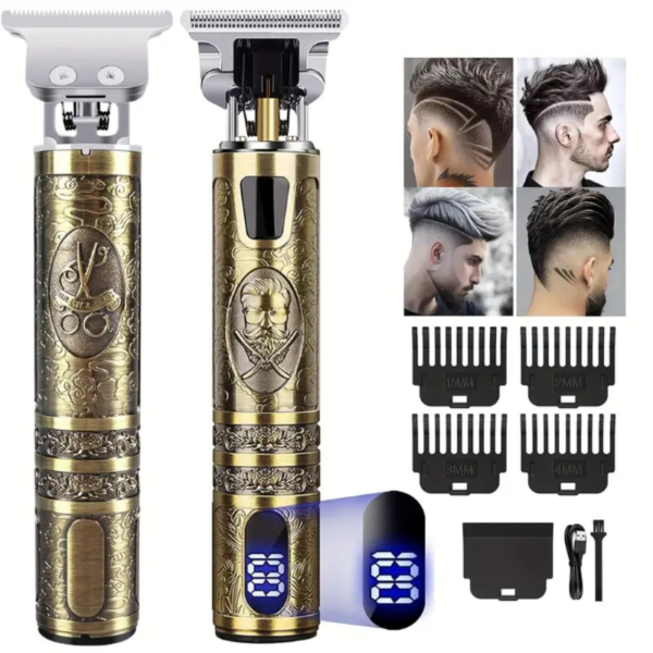 High-Definition Hair & Beard Grooming Kit - Premium Cordless Electric Shaver with LED Display, USB-C Charging, Long Hair Trimmer & 4 Attachments - Perfect Gift for Mens Grooming - Image 6