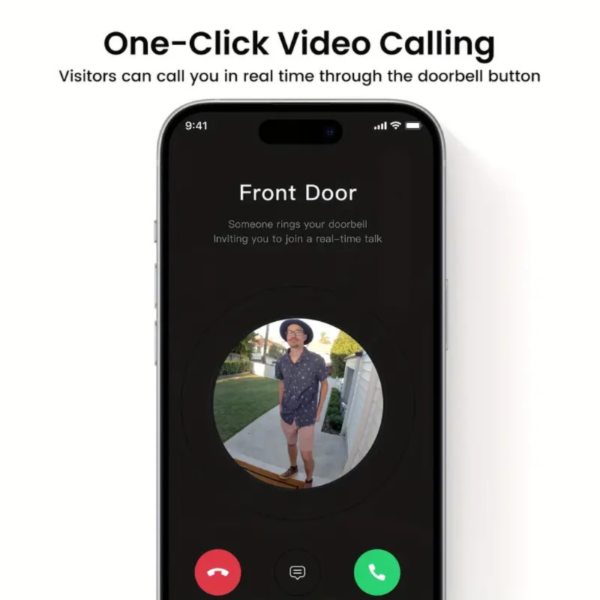 Timbre con cámara inalámbrico AOSU - Vista de pies a cabeza, detección inteligente de paquetes, timbre con video WIFI 2.4G con Homebase, sin tarifas mensuales, detección inteligente de humanos, funciona con Alexa y Google Assistant - Image 4