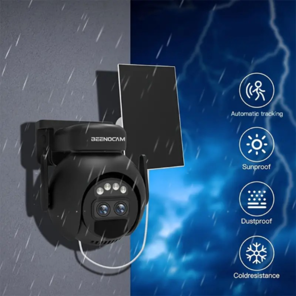 2PCS 360 Degree Low Power CCTV Solar Panel Battery 2K FHD WiFi Camera with Alarm Spotlight, Motion Detection, Color Night Vision, Two-Way Audio, Humanoid Auto Tracking - Image 6