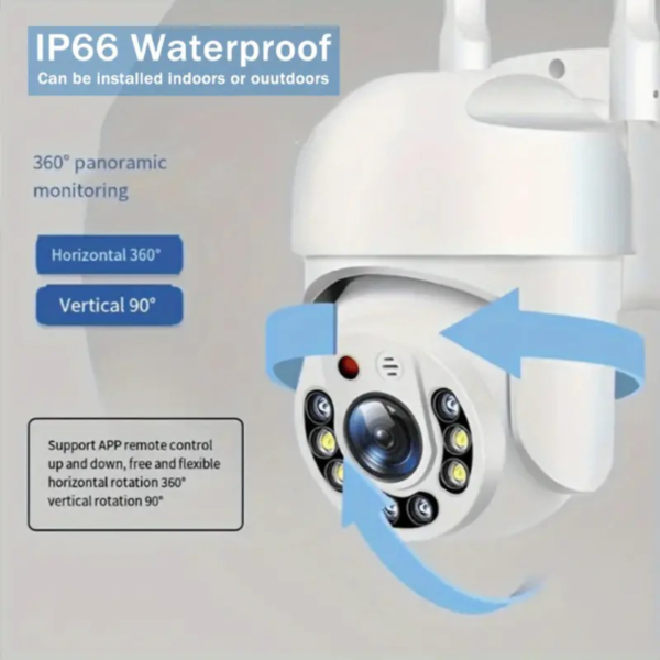 Cámara de Seguridad WiFi para Exteriores Teruhal - Impermeable, Seguimiento Automático con Vista Panorámica de 360°, Color Completo Día y Noche, Detección de Movimiento Humano, Audio Bidireccional, Alimentada por USB