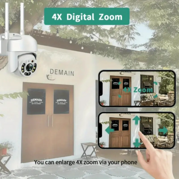 Cámara de Seguridad WiFi para Exteriores Teruhal - Impermeable, Seguimiento Automático con Vista Panorámica de 360°, Color Completo Día y Noche, Detección de Movimiento Humano, Audio Bidireccional, Alimentada por USB - Image 5