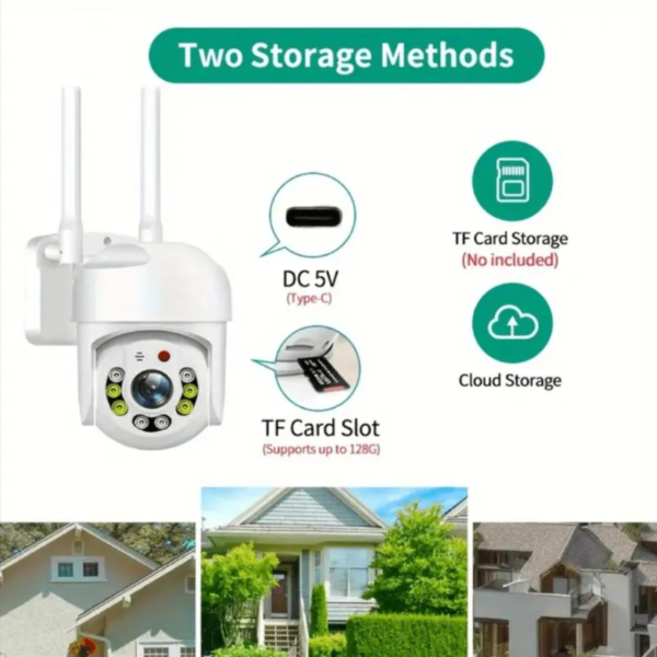 Cámara de Seguridad WiFi para Exteriores Teruhal - Impermeable, Seguimiento Automático con Vista Panorámica de 360°, Color Completo Día y Noche, Detección de Movimiento Humano, Audio Bidireccional, Alimentada por USB - Image 3