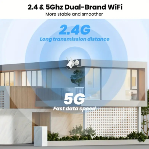 Cámara de seguridad para exteriores AOSU 2K con visión nocturna a color, cámara de seguridad para exteriores con WiFi de 5 GHz y 2.4 GHz compatible con grabación 24/7, cámara de seguridad con seguimiento automático por cable, audio bidireccional, crucero automático (paquete de 2) - Image 2