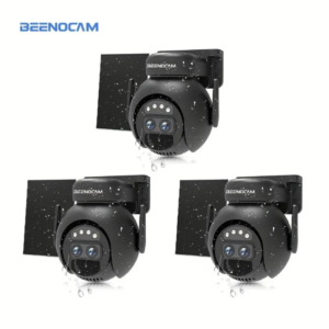 3PCS 360 Degree Low Power Solar Panel CCTV Battery 2K FHD WiFi Camera with Spotlight Alarm, Motion Detection, Color Night Vision, Two-Way Audio, Humanoid Auto Tracking