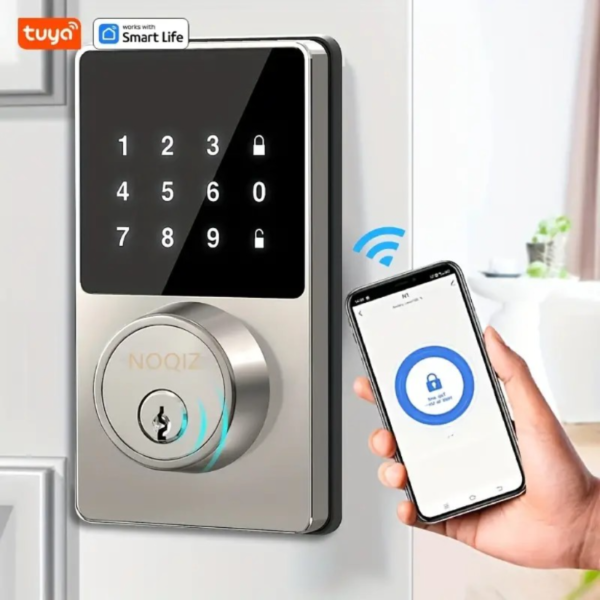 Cerradura inteligente WiFi con Tuya Smart y Smart Life, cerradura de entrada sin llave con teclado táctil, aplicación, 10 códigos de usuario, alerta de batería baja, seguridad, informe de estado de alarma, volumen de bloqueo (encendido/apagado), contraseñas temporales y personalizadas, con teclado táctil, control remoto, fácil de instalar, funciona con Alexa y Google Home - Image 4