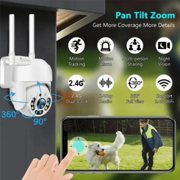 Cámara de Seguridad WiFi para Exteriores Teruhal - Impermeable, Seguimiento Automático con Vista Panorámica de 360°, Color Completo Día y Noche, Detección de Movimiento Humano, Audio Bidireccional, Alimentada por USB - Image 4
