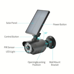Cámara de videovigilancia con Lámpara de pared inteligente para exteriores con energía solar, inducción inteligente, alarma antirrobo y detección humana con sensor de luz