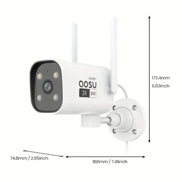 Cámara de seguridad para exteriores AOSU 2K con visión nocturna a color, cámara de seguridad para exteriores con WiFi de 5 GHz y 2.4 GHz compatible con grabación 24/7, cámara de seguridad con seguimiento automático por cable, audio bidireccional, crucero automático (paquete de 2) - Image 4